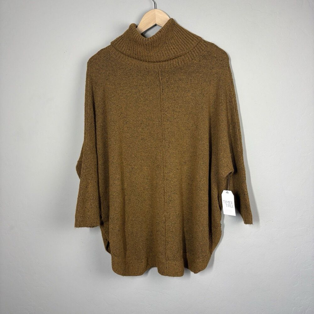 NWT Time and Tru Cowl Neck Sweater Womens L Brown Marled Oversized Cozy Soft - Picture 4 of 12